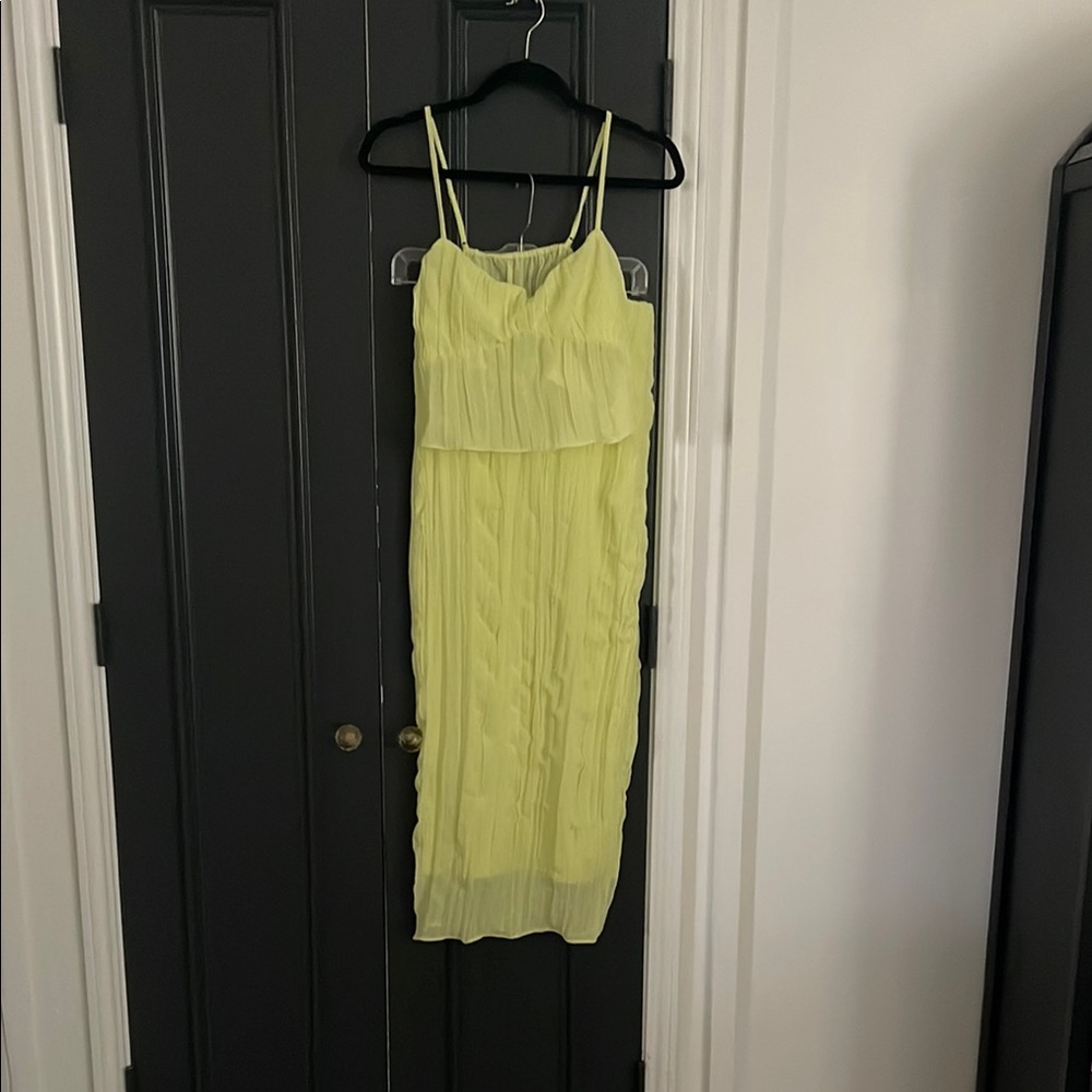 Elegant Yellow Pleated Skirt & Tank Set